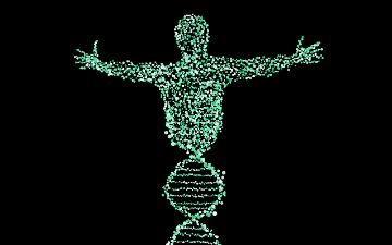 DNA spiral image shaped as a person.
